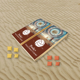 Volleyball Beach Court Custom Cornhole Set