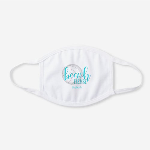 volleyball beach please personalized white cotton face mask