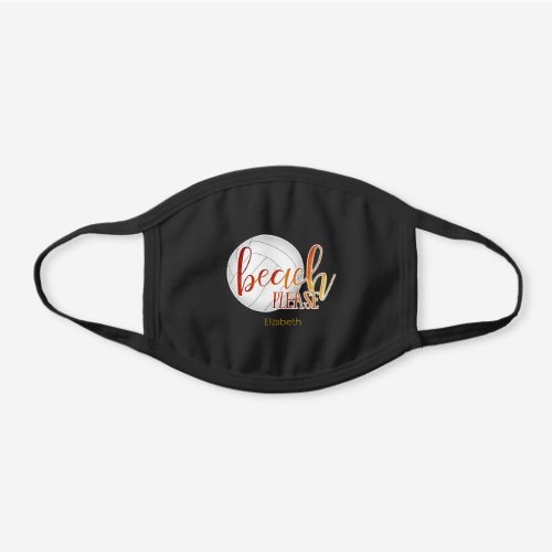 volleyball beach please sunset ombre personalized black cotton face mask