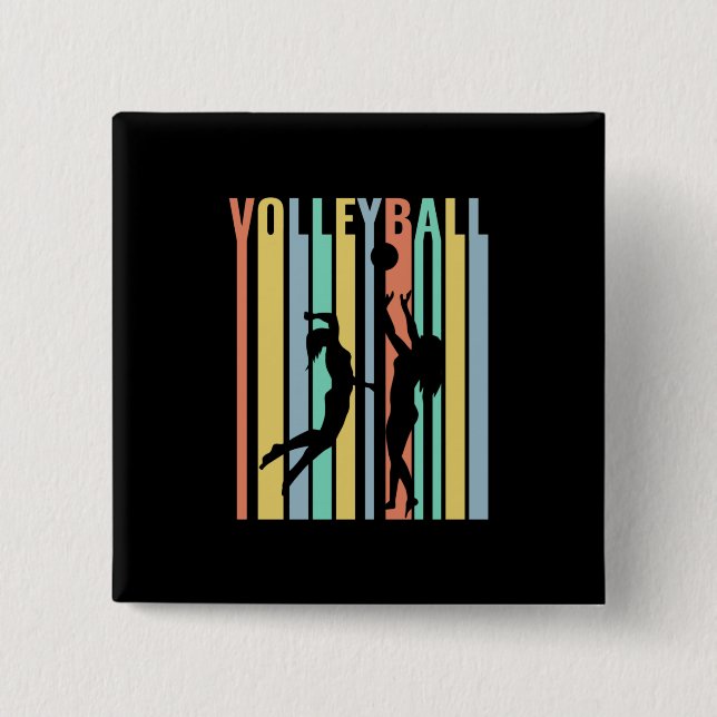 Volleyball  Beachvolleyball Retro Button (Front)