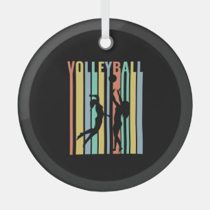 Volleyball Beachvolleyball Retro Glass Ornament