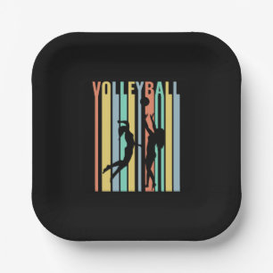 Volleyball Beachvolleyball Retro Paper Plates