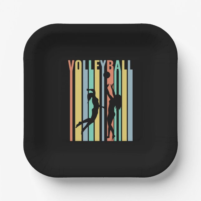 Volleyball  Beachvolleyball Retro  Paper Plates (Front)