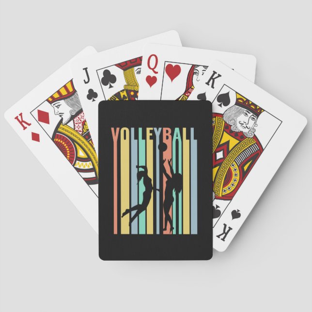 Volleyball  Beachvolleyball Retro Poker Cards (Back)
