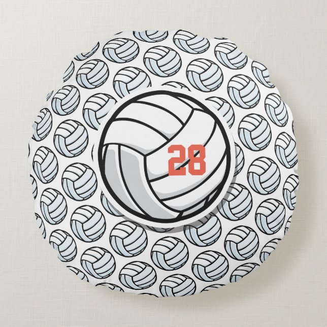 Volleyball Bedroom Decor Sports Player Number  Round Pillow (Front)