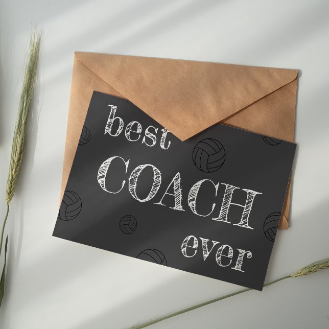 Volleyball Best Coach Ever Chalkboard Thank You Card (Creator Uploaded)