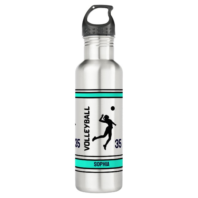 Volleyball Birthday Gift, Volleyball Girl Player Stainless Steel Water Bottle (Front)