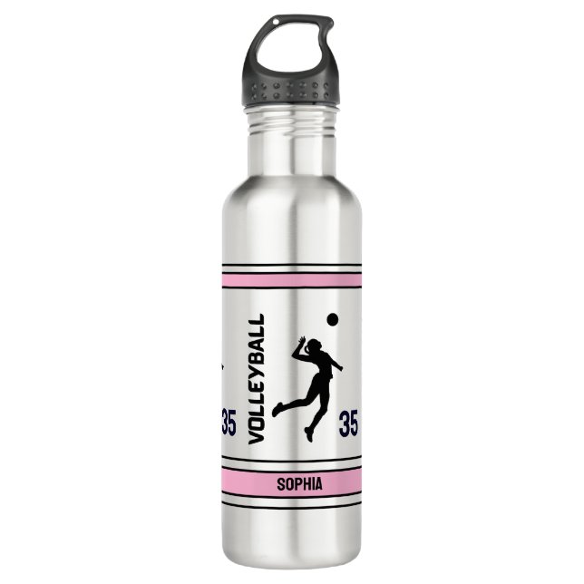 Volleyball Birthday Gift, Volleyball Girl Player  Stainless Steel Water Bottle (Front)