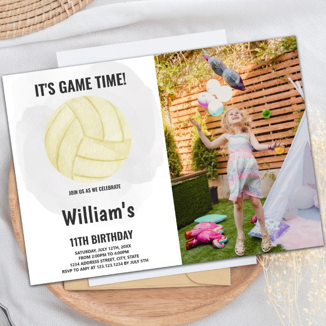 Volleyball Birthday Invitation with Photo (Volleyball Invitations with photo)