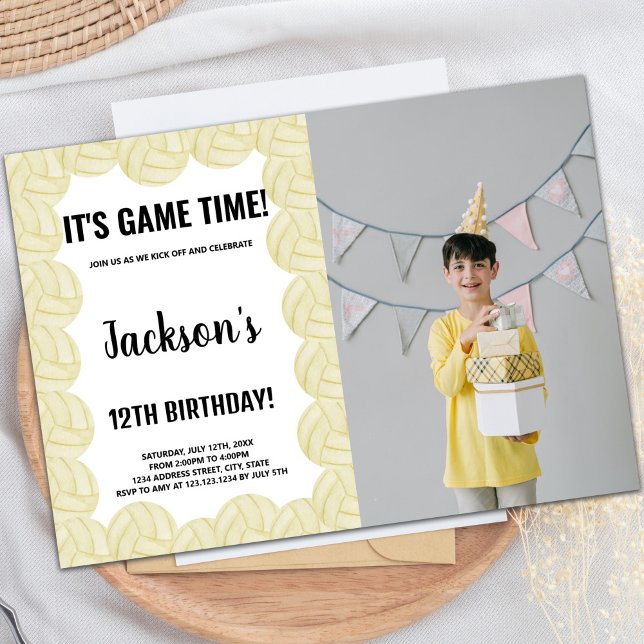 Volleyball Birthday Invitation with Photo (Volleyball Birthday Invitations with photo)