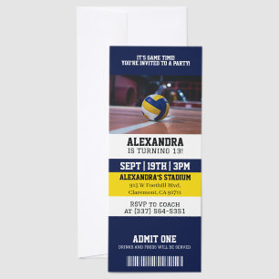 Volleyball Birthday Party Invitation Raffle Tickets