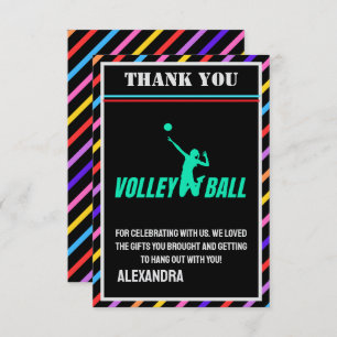 Volleyball Birthday Party, Volleyball Girl Player Thank You Card
