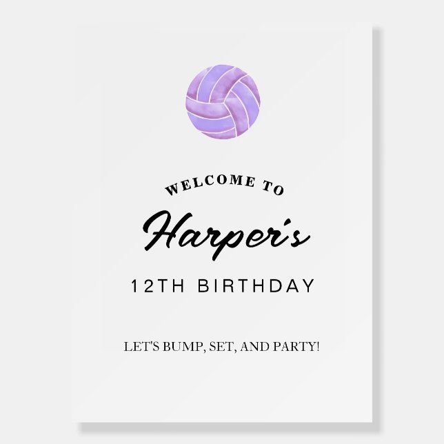 Volleyball Birthday Welcome Sign  (Front)