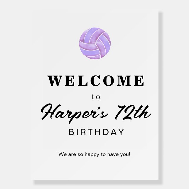 Volleyball Birthday Welcome Sign  (Front)