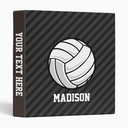 Volleyball Black  Dark Gray Stripes Binder