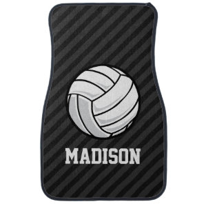 Volleyball; Black & Dark Gray Stripes Car Mat