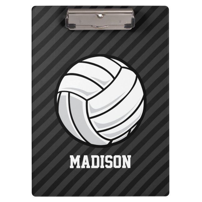 Volleyball; Black & Dark Gray Stripes Clipboard (Front)