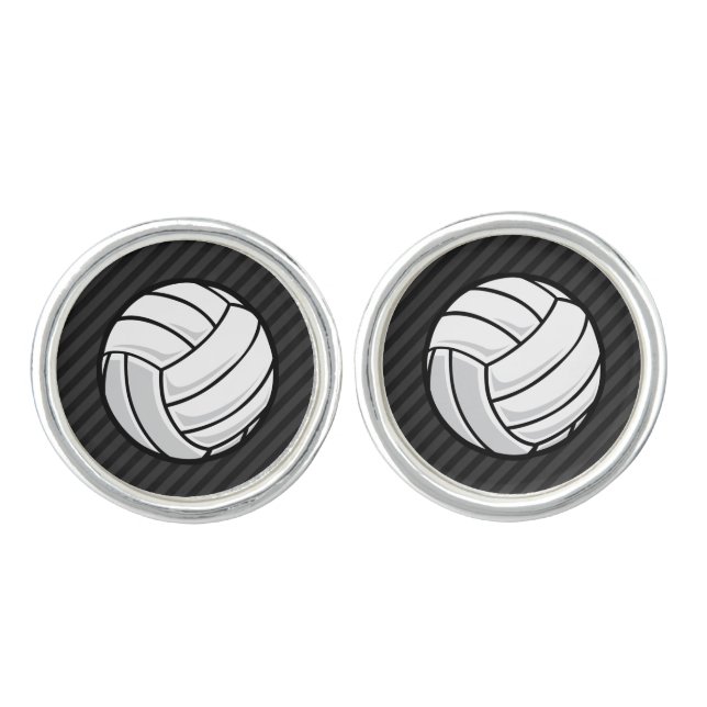 Volleyball; Black & Dark Gray Stripes Cufflinks (Front)