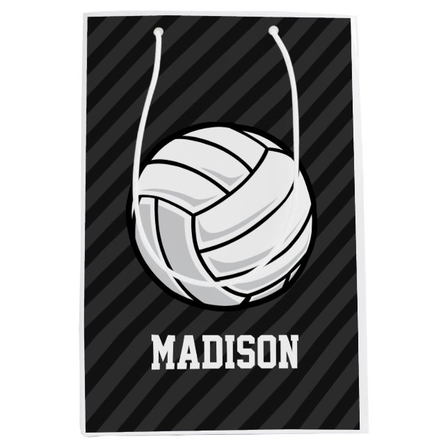 Volleyball; Black & Dark Gray Stripes Medium Gift Bag (Front)