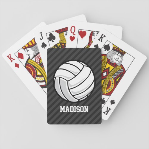Volleyball Black  Dark Gray Stripes Playing Cards