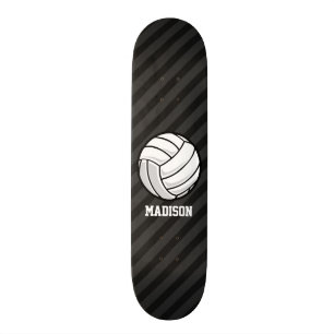 Volleyball; Black & Dark Gray Stripes Skateboard