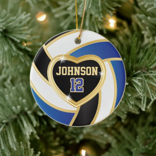 Volleyball  Black White and Blue Ceramic Ornament