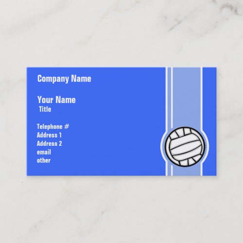 Volleyball; Blue Business Card Template
