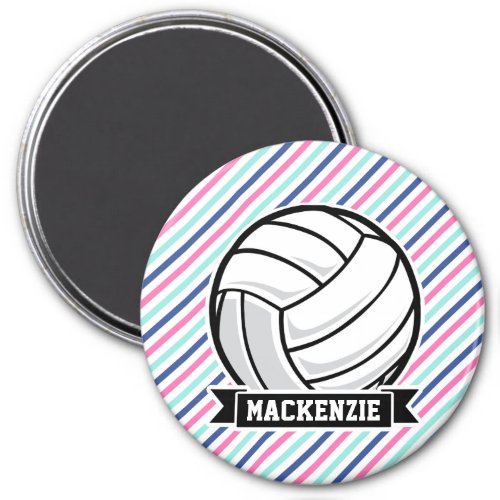 Volleyball Blue Pink  White Stripes Sports Magnet