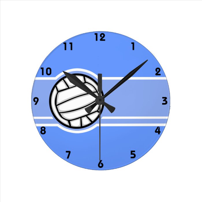 Volleyball; Blue Round Wallclock