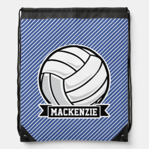 Volleyball, Blue & White Stripes, Sports Drawstring Bag