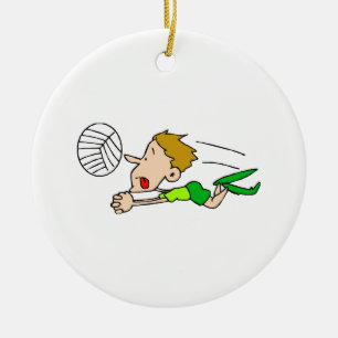 Volleyball boy dive ceramic ornament