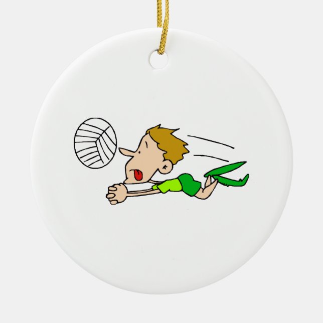 Volleyball boy dive ceramic ornament (Front)