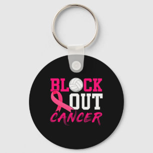 Volleyball Breast Cancer Awareness Block Out Cance Keychain