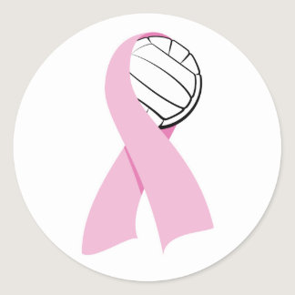 Volleyball Breast Cancer Classic Round Sticker