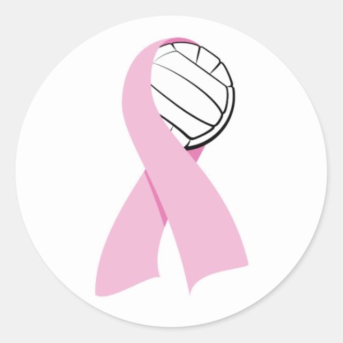 Volleyball Breast Cancer Classic Round Sticker