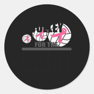 Volleyball Breast Cancer Pink Ribbon Volley For Th Classic Round Sticker