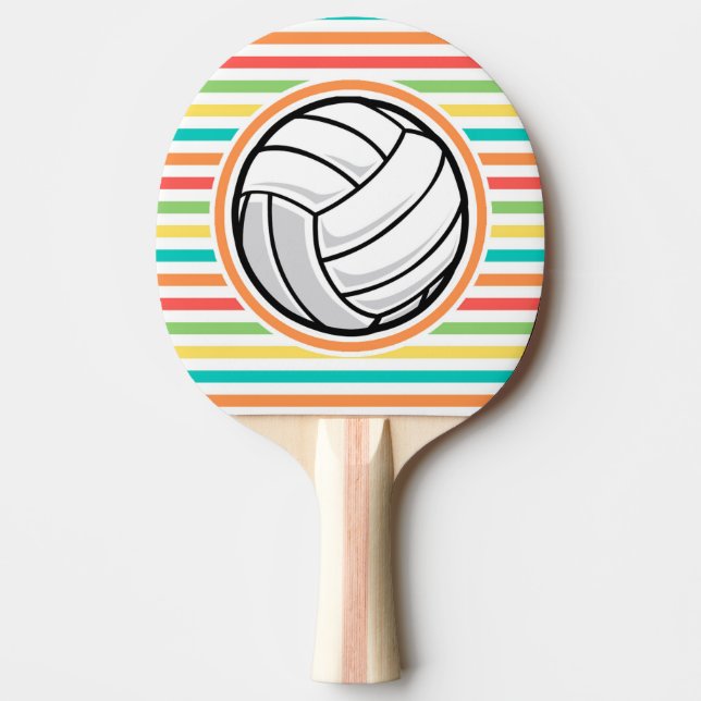 Volleyball; Bright Rainbow Stripes Ping-Pong Paddle (Front)