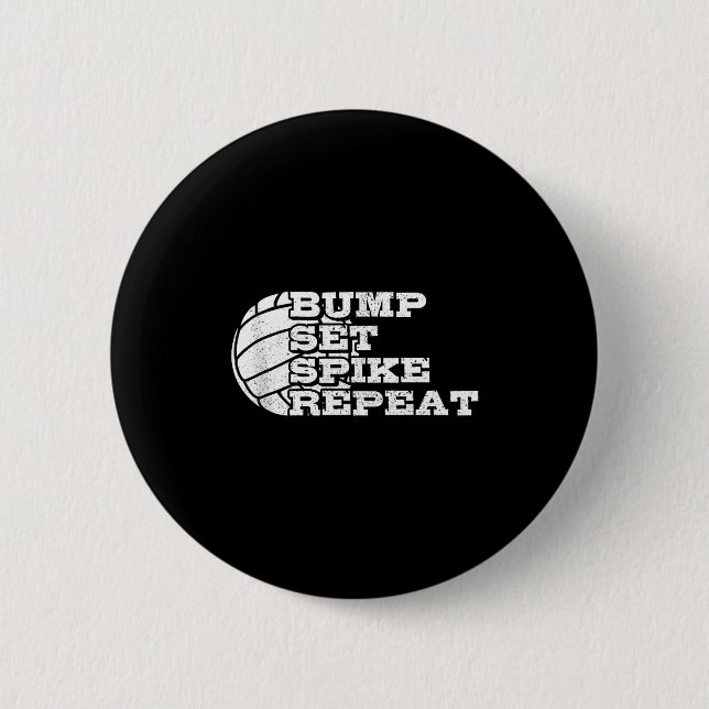 Volleyball Bump Set Ske Repeat Beach Volleyball Gi Button (Front)