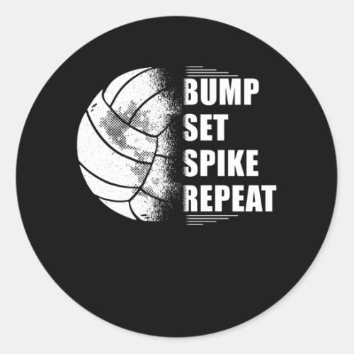 Volleyball Bump Set Spike Repeat Classic Round Sticker