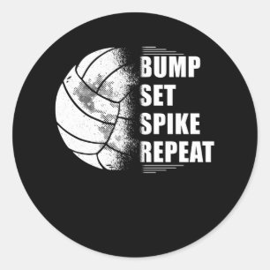 Volleyball Bump Set Spike Repeat Classic Round Sticker