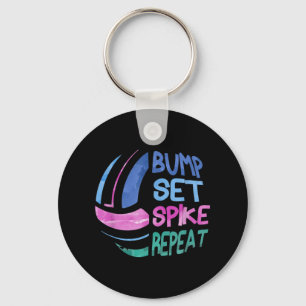 Volleyball Bump Set Spike Repeat Girls Teen Keychain