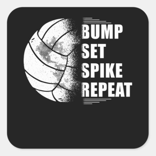 Volleyball Bump Set Spike Repeat Square Sticker