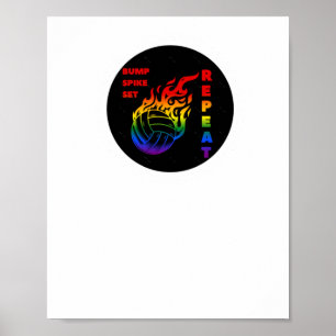 Volleyball Bump Spike Set Repeat Poster