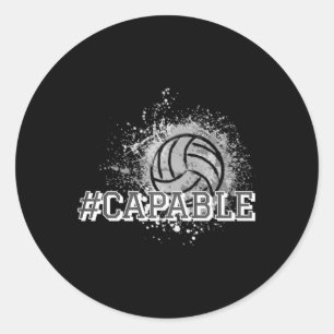 Volleyball Capable Premium Classic Round Sticker