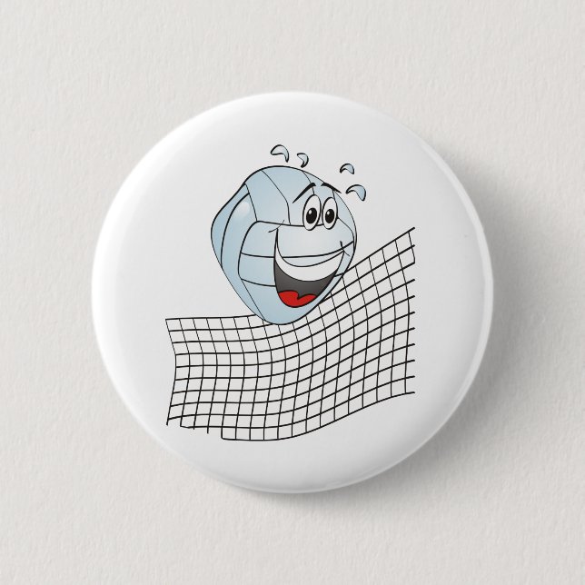 Volleyball Cartoon Button (Front)