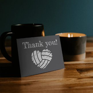 Volleyball chalkboard heart thank you card