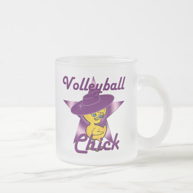 Volleyball Chick #9 Frosted Glass Coffee Mug (Right)