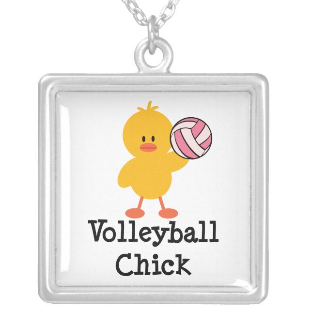 Volleyball Chick Sterling Silver Necklace (Front)