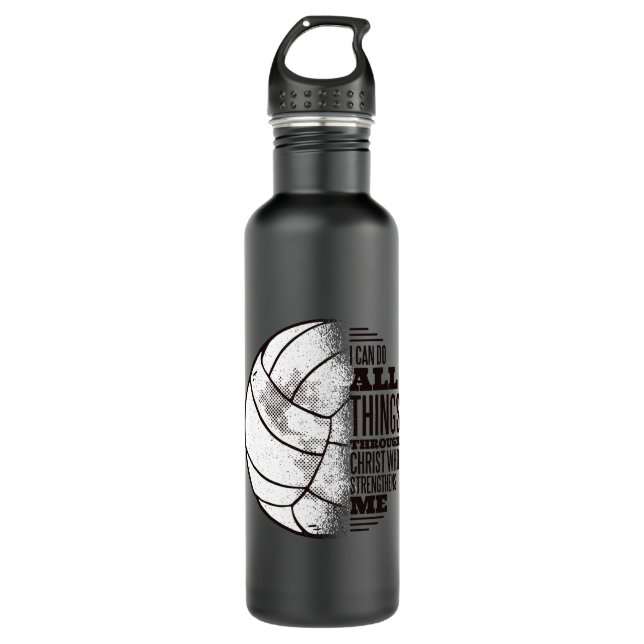 Volleyball christ stainless steel water bottle (Front)