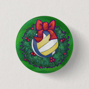 Volleyball Christmas Button